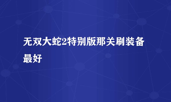 无双大蛇2特别版那关刷装备最好