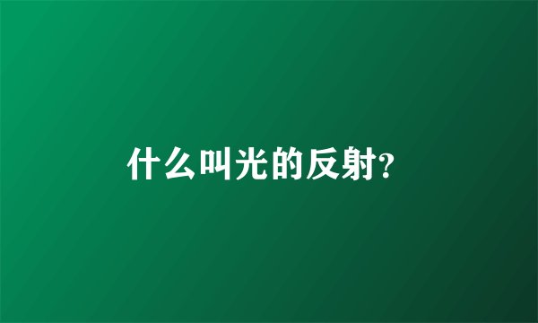什么叫光的反射？