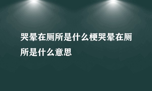 哭晕在厕所是什么梗哭晕在厕所是什么意思