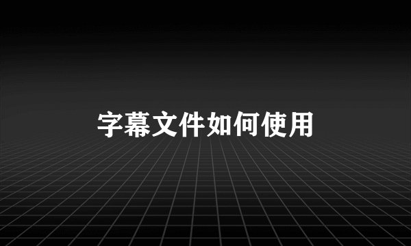 字幕文件如何使用