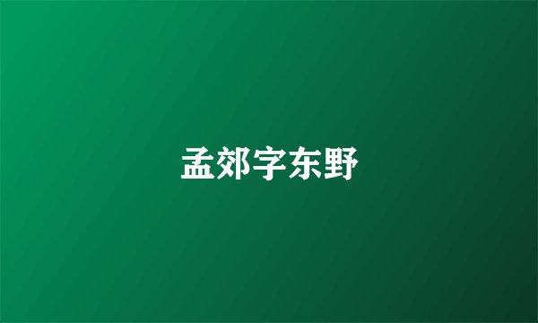 孟郊字东野