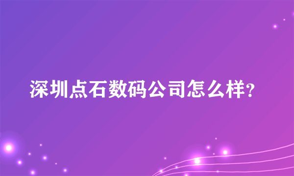 深圳点石数码公司怎么样?
