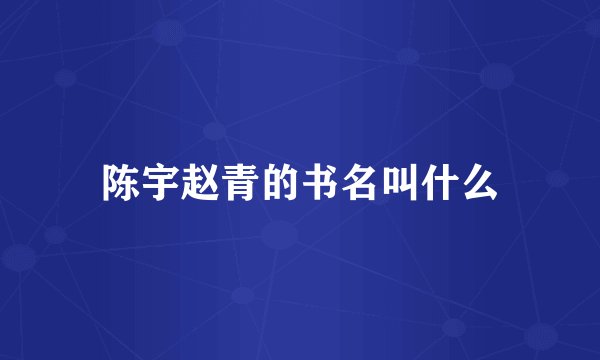 陈宇赵青的书名叫什么