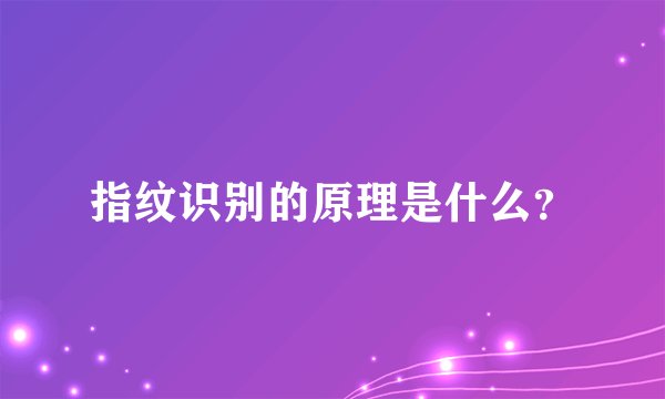 指纹识别的原理是什么？