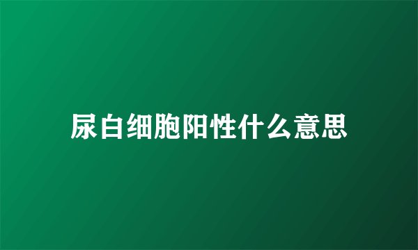 尿白细胞阳性什么意思