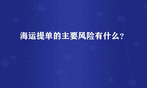 海运提单的主要风险有什么？