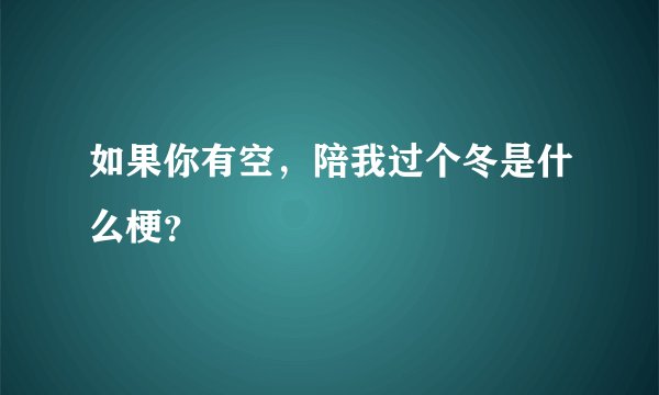如果你有空,陪我过个冬是什么梗?
