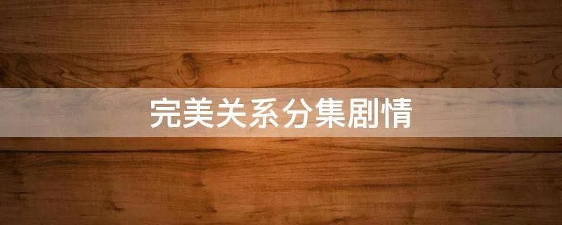 完美关系分集剧情