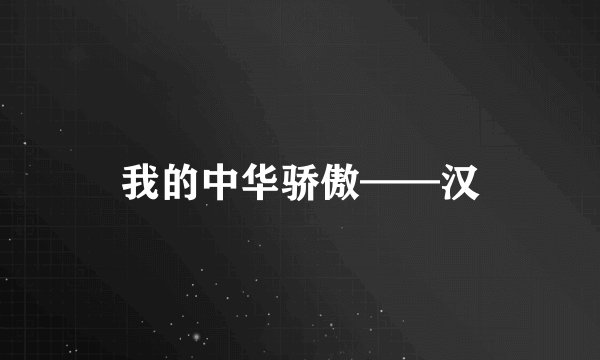 我的中华骄傲——汉