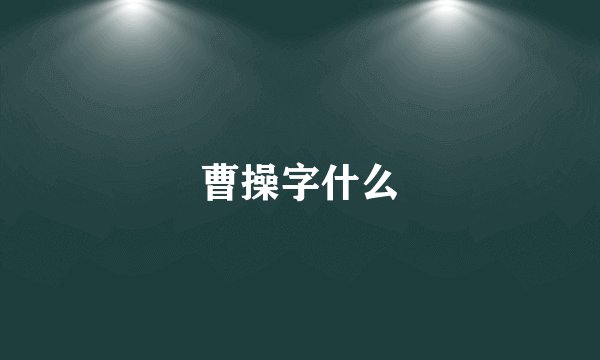 曹操字什么