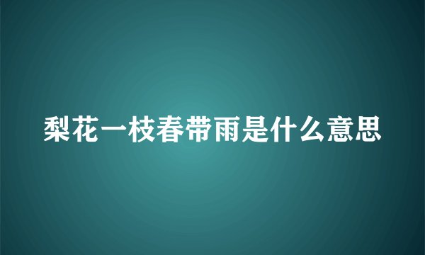 梨花一枝春带雨是什么意思