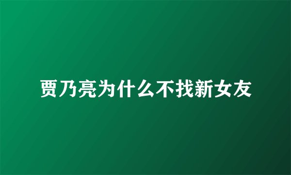贾乃亮为什么不找新女友