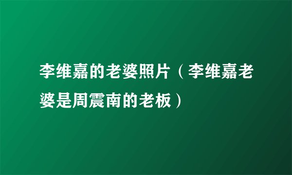 李维嘉的老婆照片(李维嘉老婆是周震南的老板)