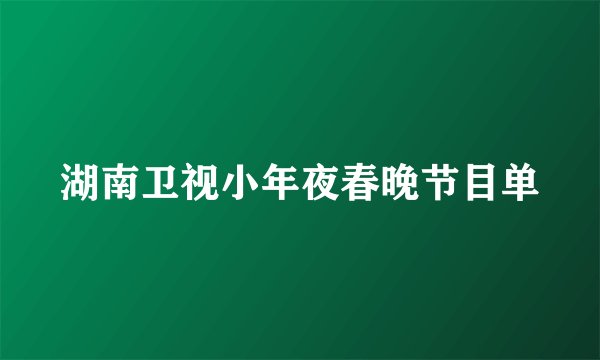湖南卫视小年夜春晚节目单