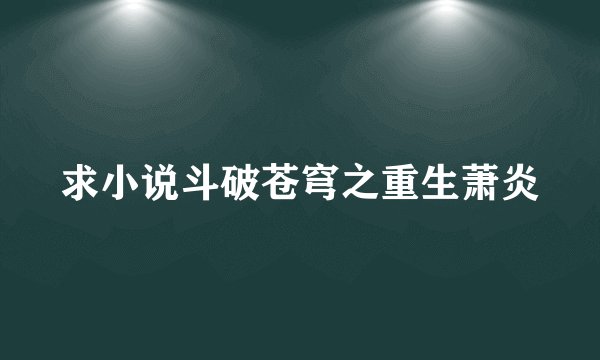 求小说斗破苍穹之重生萧炎