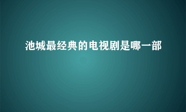 池城最经典的电视剧是哪一部