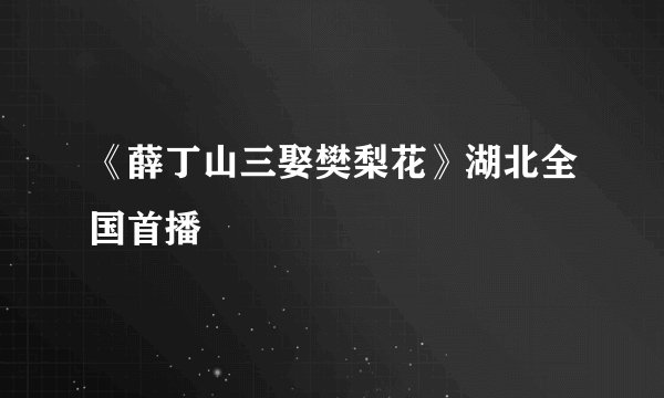 《薛丁山三娶樊梨花》湖北全国首播