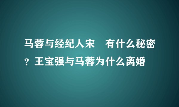 马蓉与经纪人宋喆有什么秘密？王宝强与马蓉为什么离婚
