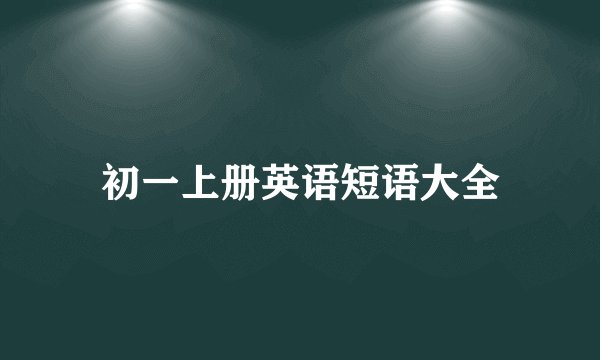 初一上册英语短语大全