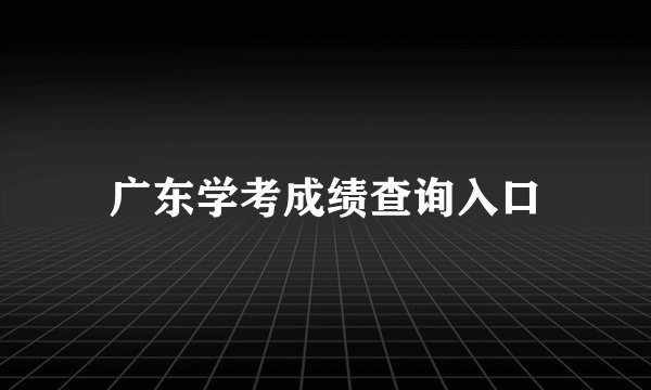 广东学考成绩查询入口