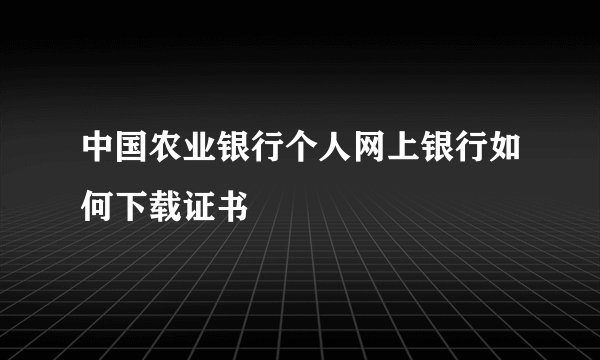 中国农业银行个人网上银行如何下载证书