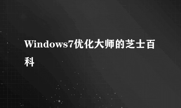 Windows7优化大师的芝士百科