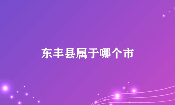 东丰县属于哪个市