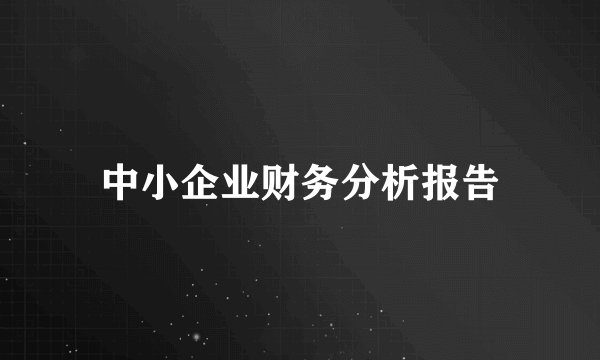 中小企业财务分析报告