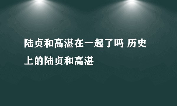 陆贞和高湛在一起了吗 历史上的陆贞和高湛