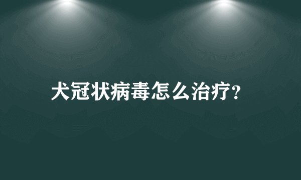 犬冠状病毒怎么治疗？