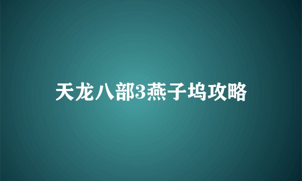天龙八部3燕子坞攻略