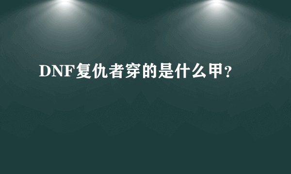 DNF复仇者穿的是什么甲？