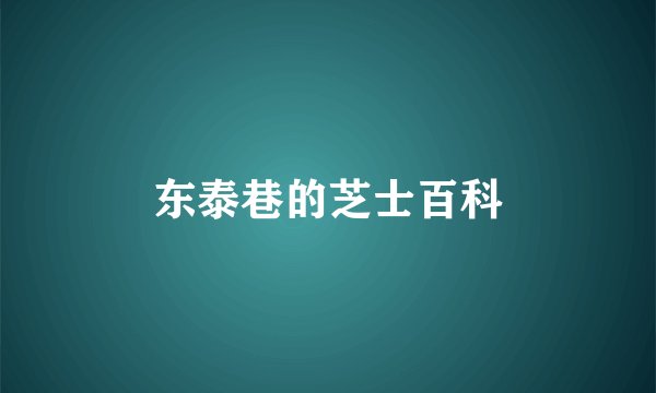 东泰巷的芝士百科