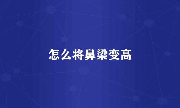 怎么将鼻梁变高