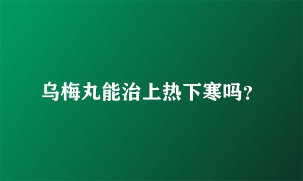 乌梅丸能治上热下寒吗?