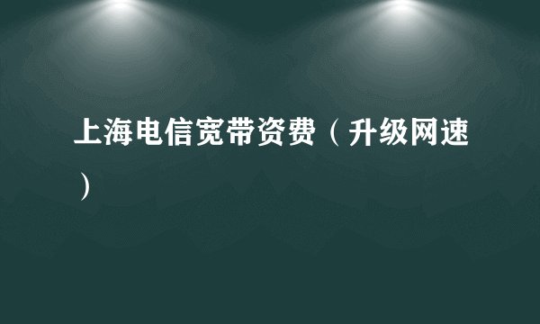 上海电信宽带资费（升级网速）