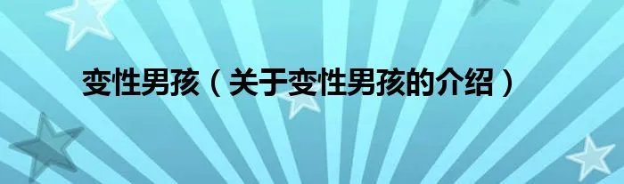 变性男孩（关于变性男孩的介绍）