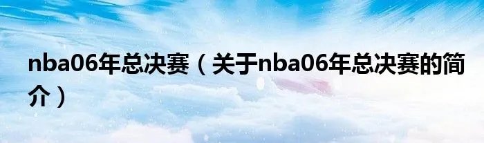 nba06年总决赛（关于nba06年总决赛的简介）