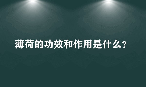 薄荷的功效和作用是什么？