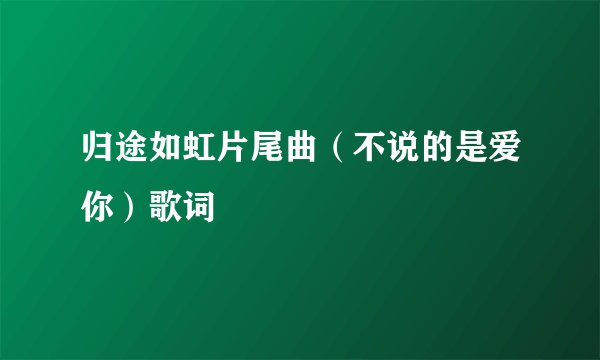 归途如虹片尾曲（不说的是爱你）歌词