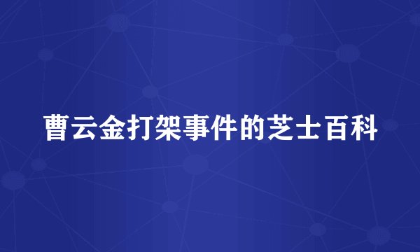 曹云金打架事件的芝士百科