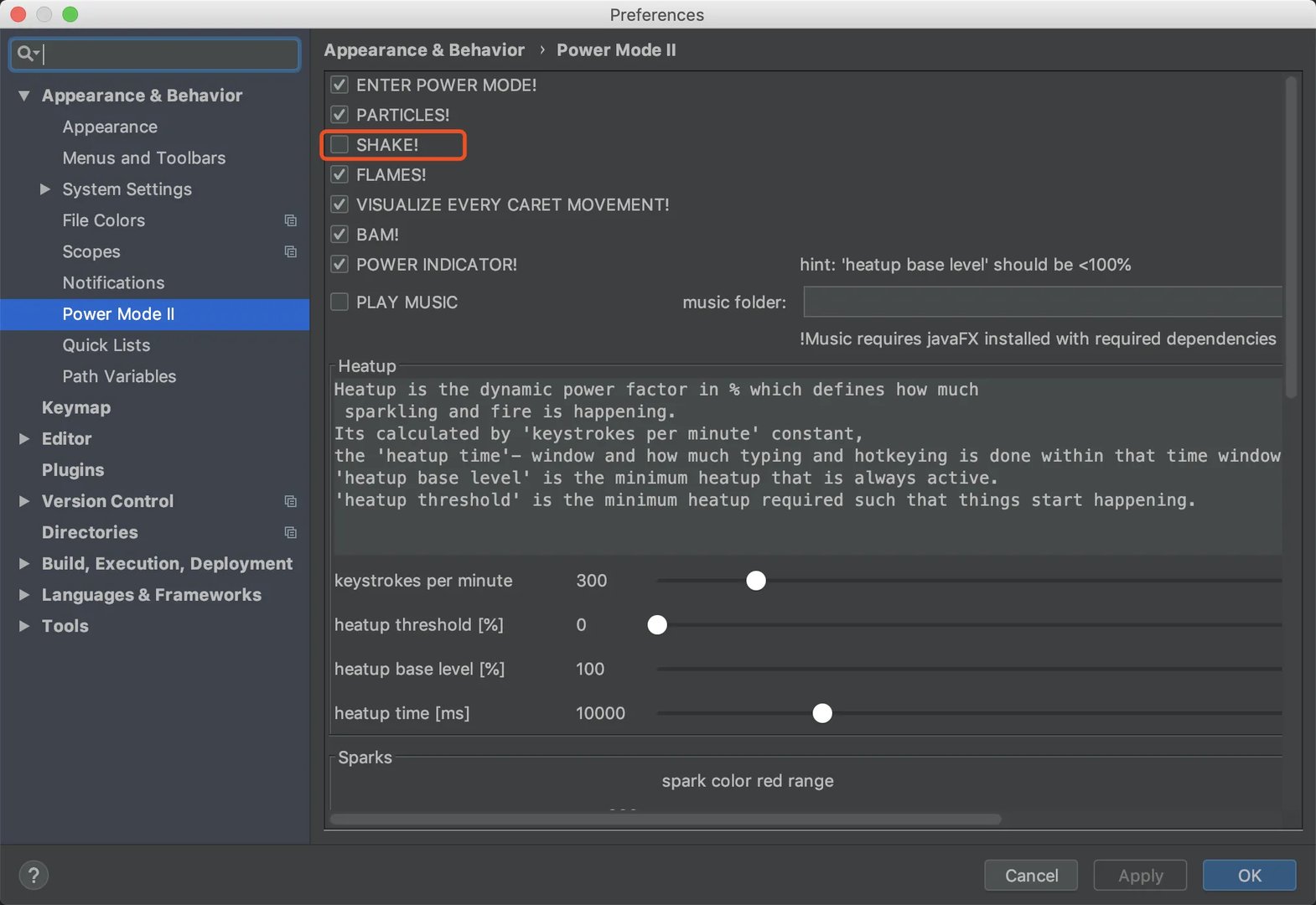 phpstorm 的代码特效能不能关掉震动