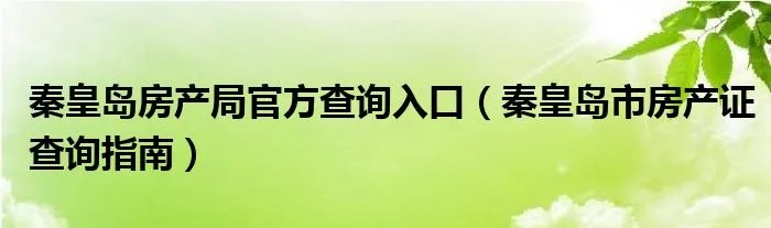 秦皇岛房产局官方查询入口（秦皇岛市房产证查询指南）