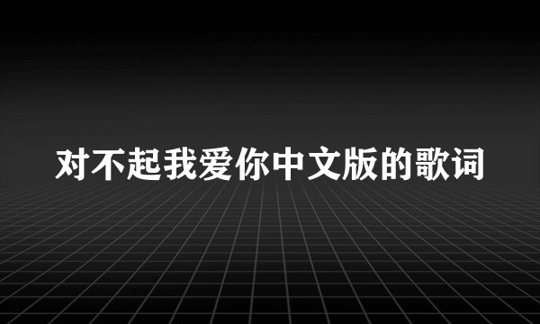 对不起我爱你中文版的歌词