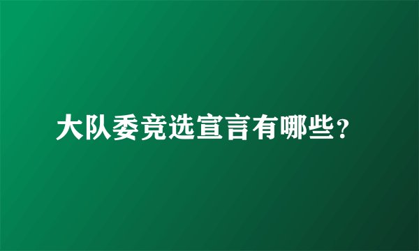 大队委竞选宣言有哪些？