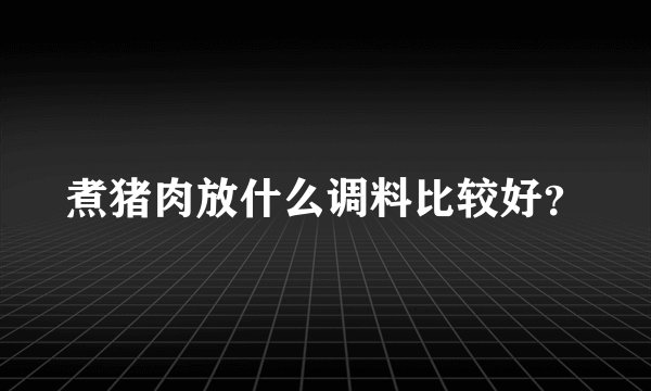 煮猪肉放什么调料比较好？
