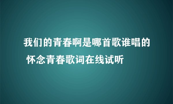 我们的青春啊是哪首歌谁唱的 怀念青春歌词在线试听