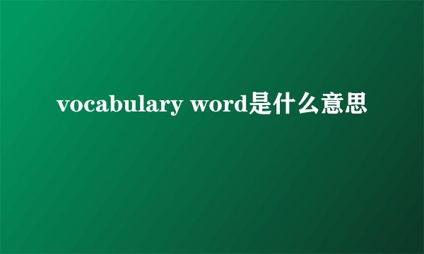 vocabulary word是什么意思