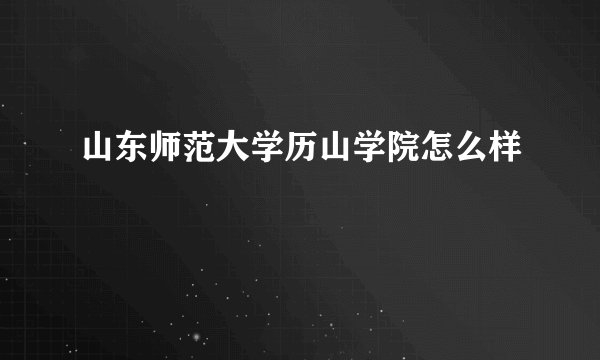 山东师范大学历山学院怎么样