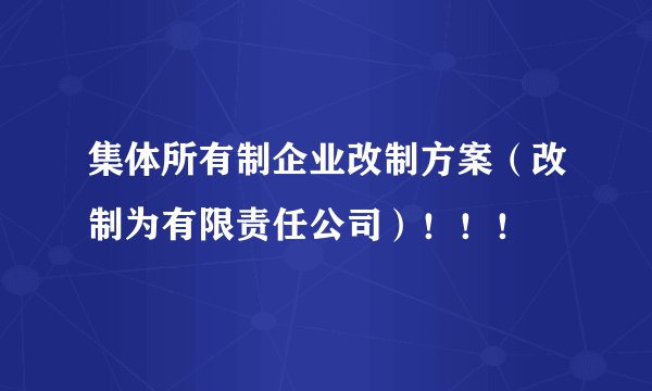 集体所有制企业改制方案（改制为有限责任公司）！！！